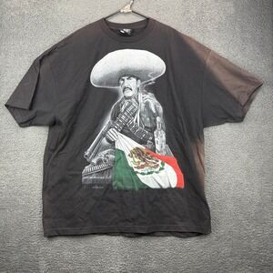 DGA Mens 3XL Black Graphic T Shirt Mexican Flag Rider Print Tee